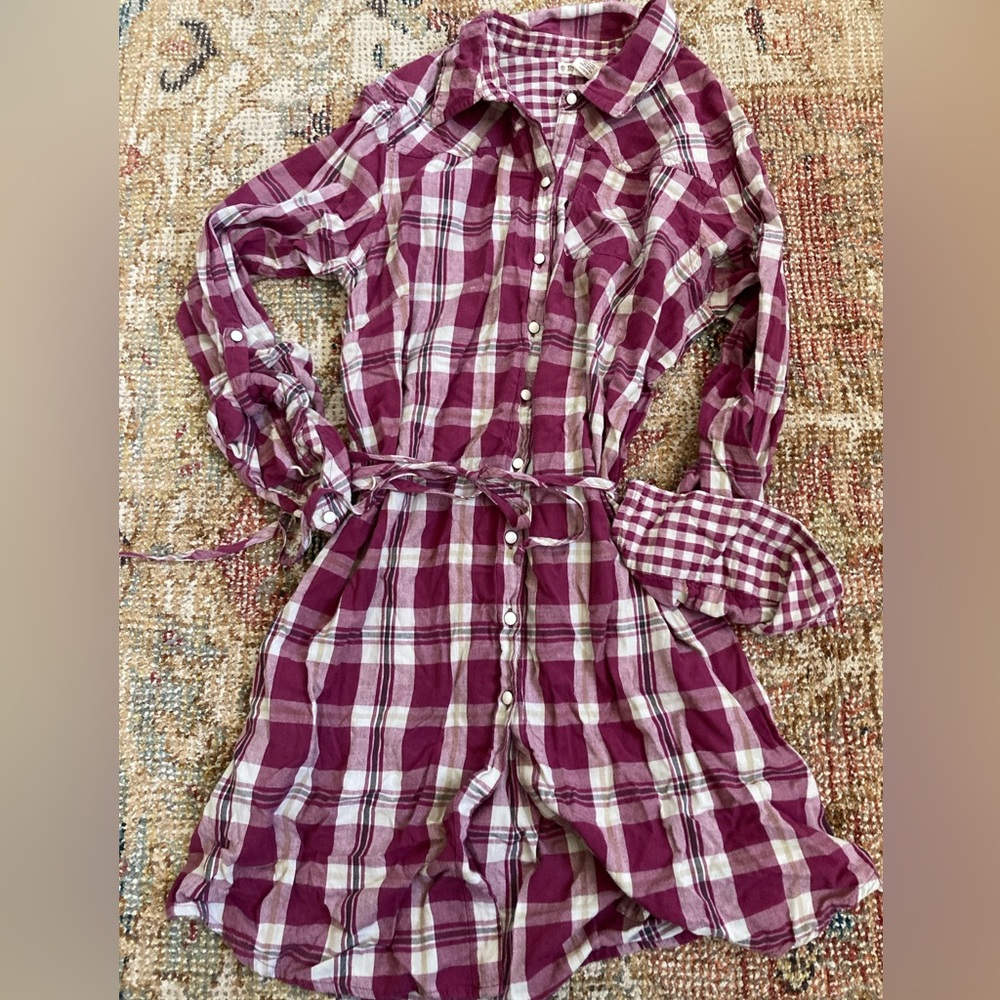 Ruffhewn Plaid Long Dress Shirt Snaps